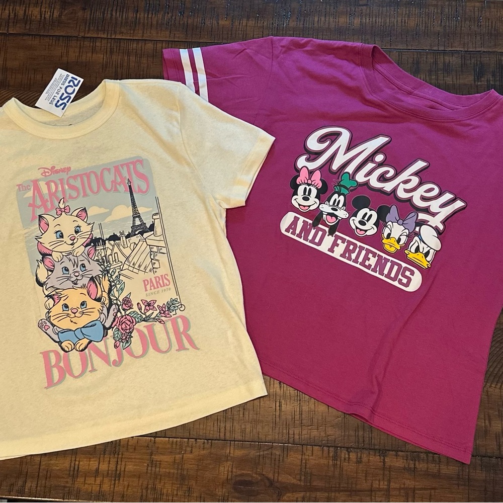 Disney Pink Mickey Short Sleeve Tee and Aristocat Tee NWT